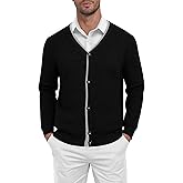 TUREFACE Men's Cardigan Sweater Long Sleeve Knitted V-Neck Button Sweater Zipper Cardigan