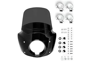 Krator Motorcycle Windshield and Fairing Complete Kit, Glossy Black & Smoke Windscreen, Road Warrior Windshield, Motorcycle A