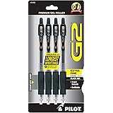 PILOT G2 Premium Refillable & Retractable Rolling Ball Gel Pens, Extra Fine Point, Black Ink, 4-Pack (31055)