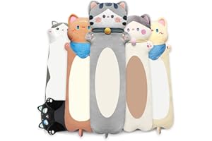 NXNYNZ Long Cat Plush Pillow,Cute Gray 27.6inches Cat Plushie Stuffed Animals Body Pillow, Kawaii Kitten Soft Plushie Doll Toy Birthday Gift for Kids Girlfriend