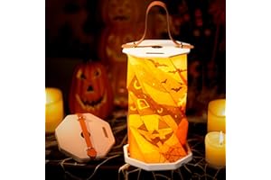 JTT Halloween Lamp Decorations Indoor Orange Lights for Halloween Pumpkin Decor Portable Foldable Paper Lamp Touch Dimmable Rechargeable Desk Light Jack O Lantern Party Favor Gifts for Kids Women