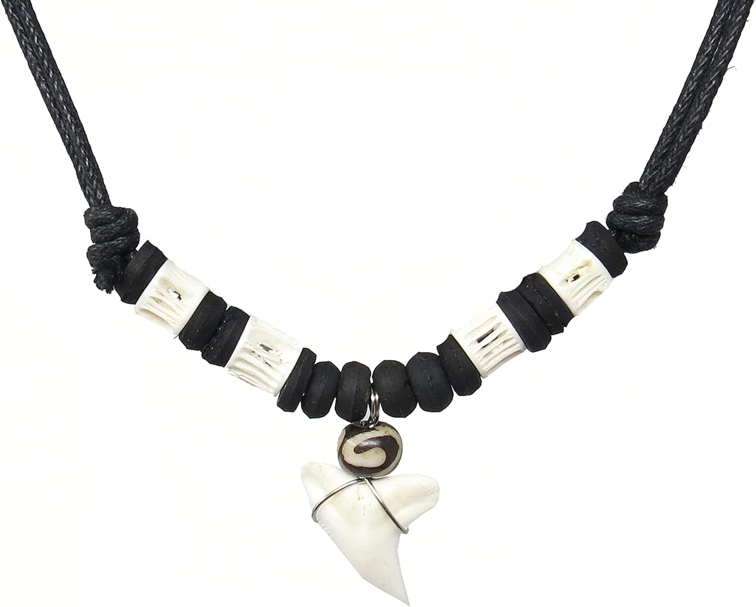 Exotic & Trendy Jewelry, Books and More Shark Tooth Tribe Beads Necklace Handmade Hawaiian Beach Shark Necklace Pendant Surfer Necklace