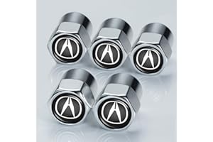 ASGKEB for Acura Tire Valve Stem Caps Accessory, for Acura ILX TSX TLX RLX RDX MdX TL RL ZDX Type-s NSX 5pcs Silver Tire Air Caps Cover Styling Decoration ​Accessories, Silvery ou ge