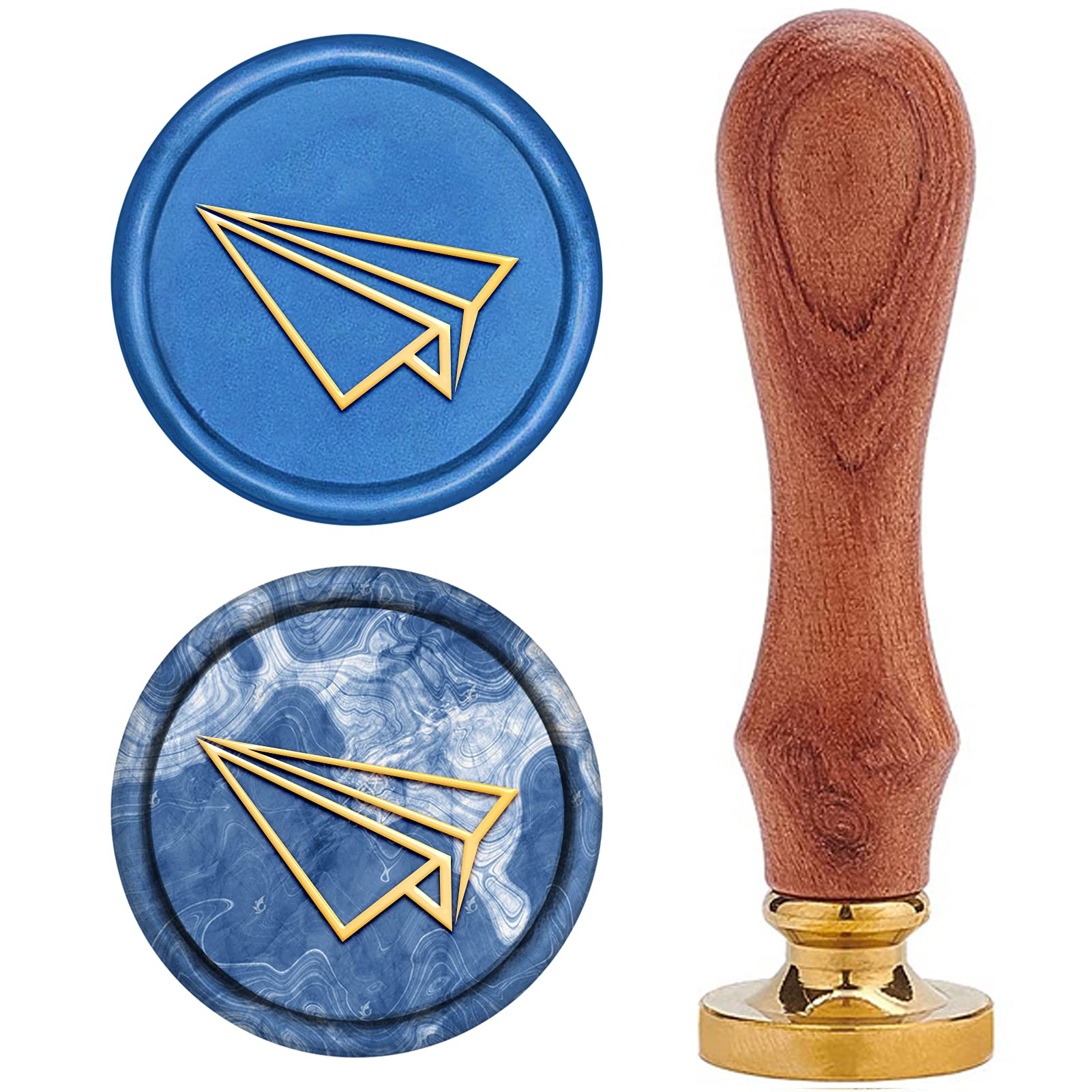 CRASPIRE Wax Seal Stamp, Wax Sealing Stamps Paper Plane Vintage Wax Seal Stamp Retro Wood Stamp Removable Brass Seal Wood Handle for Wedding Invitations Embellishment Bottle Decoration Gift Packing