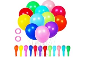 Voircoloria 105pcs Colorful Balloons 12inch Rainbow Latex Balloons for Boys Girls Birthday Baby Shower Gender Reveal Wedding Decorations
