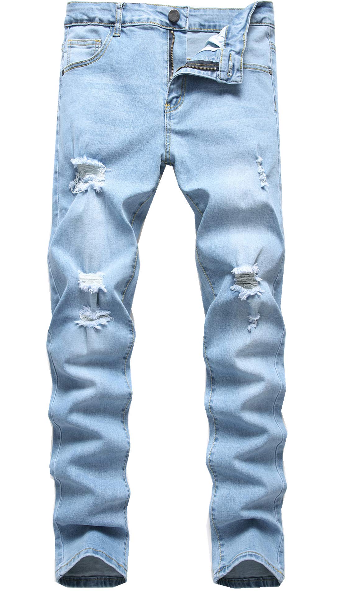 FREDD MARSHALL Men's Skinny Slim Fit Ripped Distressed Stretch Jeans Pants