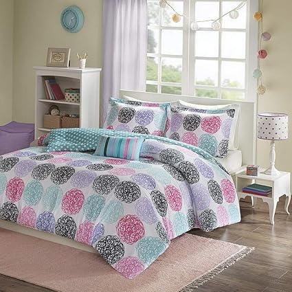Modern Cute Fun Blue Aqua Teal Pink Purple Green Polka Dot Girl
