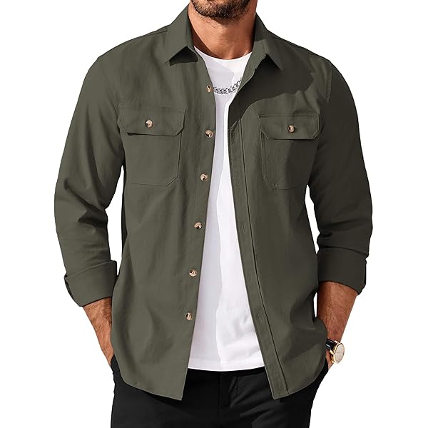 Amazon.com: COOFANDY Mens Lightweight Button Down Shirt Jacket
