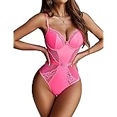 Avidlove Womens Lingerie Lace Bodysuit Push Up Lingerie Snap Crotch Teddy One Piece Babydoll