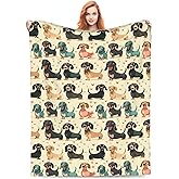 Dachshund Throw Blanket Flannel Soft Fleece Blankets Cozy Plush Comfy Microfiber Throws Decor for Couch Living Room Bed Sofa Camping Travel Lightweight Presents for Women Girls 60"x50"
