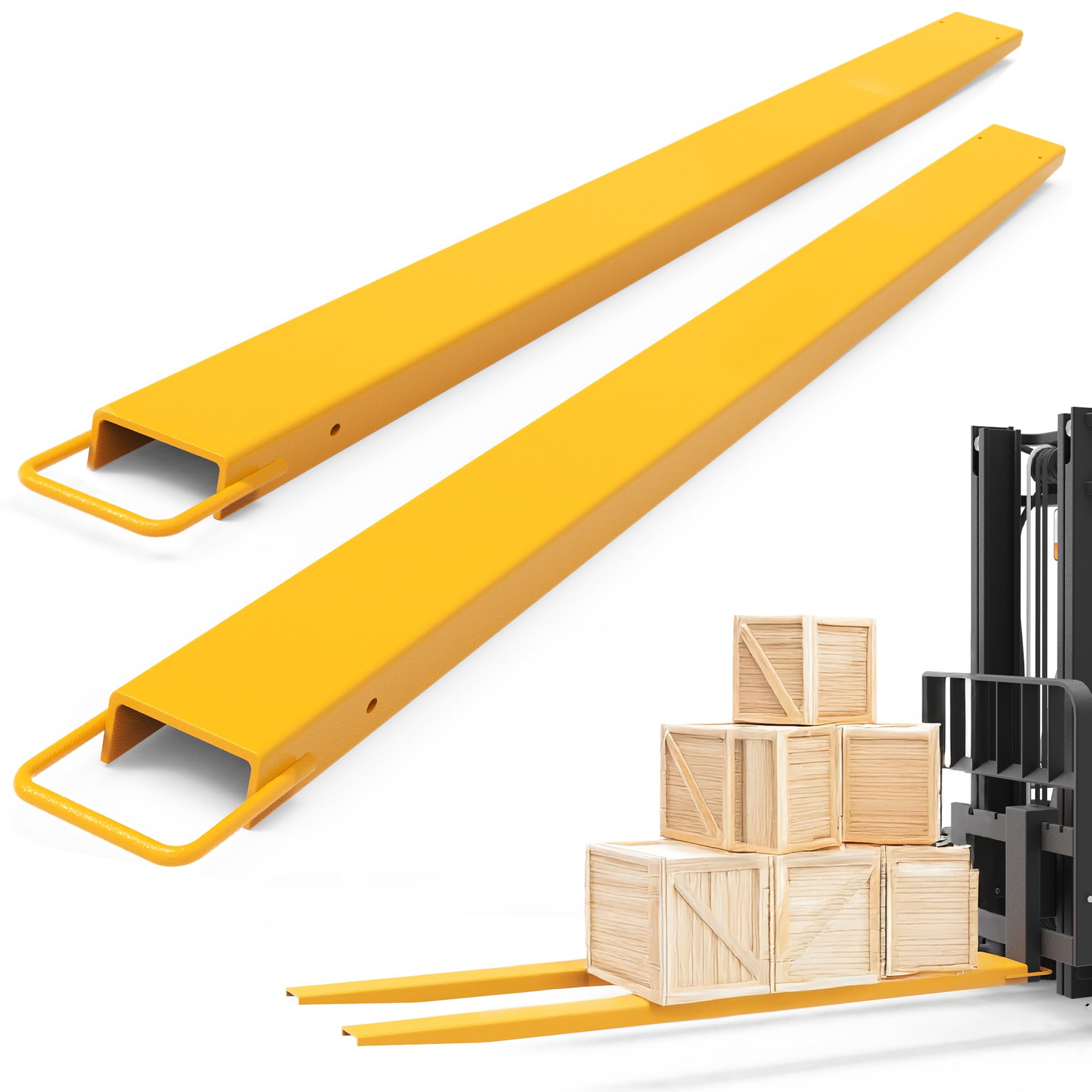 Photo 1 of *Scratched* *HEAVY* YINTATECH Pallet Forks Extensions, 84inch Length Forklift Extensions 4.5inch Width, Heavy Duty Fork Extensions for Forklifts, 1 Pair, Yellow