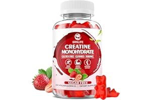 GRNLIFE Creatine Monohydrate Gummies for Men & Women, Chewables Creatine Monohydrate for Muscle Strength, Muscle Builder, Energy Boost, Sugar Free, Vegan, Strawberry Flavor-60 Count