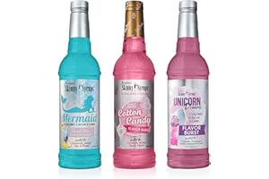 JORDAN'S SKINNY MIXES Jordan's Skinny Syrups Fantasy Collection Variety Pack: Sugar Free Mermaid, Unicorn, and Cotton Candy. (One 25.4 fl oz Bottle of Each Flavor)