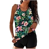 Swim Suits for Women 2026 Plus Size Tankini Swimsuits Two Piece Bathing Suits Tank Top with Boyshorts Modest Swimwear