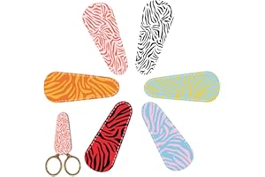 CREATCABIN 6Pcs Zebra-Stripe Scissor Sheaths Scissors Protection Hair Cutting Covers Sewing Sheath PU Leather Scissor Tip Cov