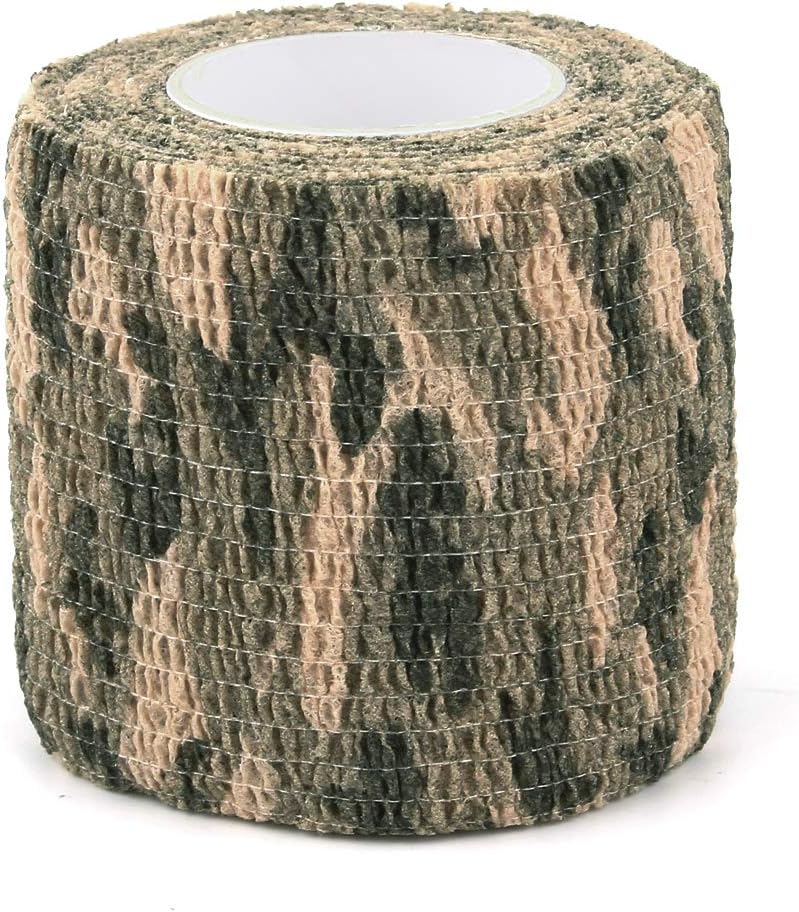 AIRSSON 5 Roll Camouflage Tape Cling Scope Wrap Military Camo Stretch Bandage for Gun Rifle Shotgun Camping Hunting 2" x5 yds Self-Adhesive (Woodland Camo - 6 Pack) : Sports & Outdoors