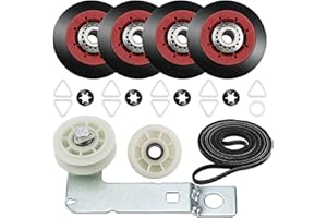 [Newest] 4392067 Dryer Repair Kit and W10837240 Dryer Idler Pulley for Maytag Bravos Whirlpool Duet Kenmore Elite Dryers,with WPW10314173 Drum Roller&661570V Belt&279640 Idler Pulley by TOMOON