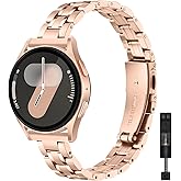 HAYONLIY Thin Band Compatible with Samsung Galaxy Watch 7/FE/6/5/4 40mm 44mm, 5 Pro 45mm, Watch 6/4 Classic 43mm 47mm 42mm 46mm, 20mm Stainless Steel Metal Replacement Wristband Strap for Women Men