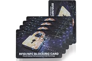 Tqsbeyah RFID Blocking Card, Contactless Bank Debit Credit Card Passport Protector, One Blocked Card Protects Entire Wallet Purse, ID/IC ATM Card Blocking for Wallet Protection(5 Pack)