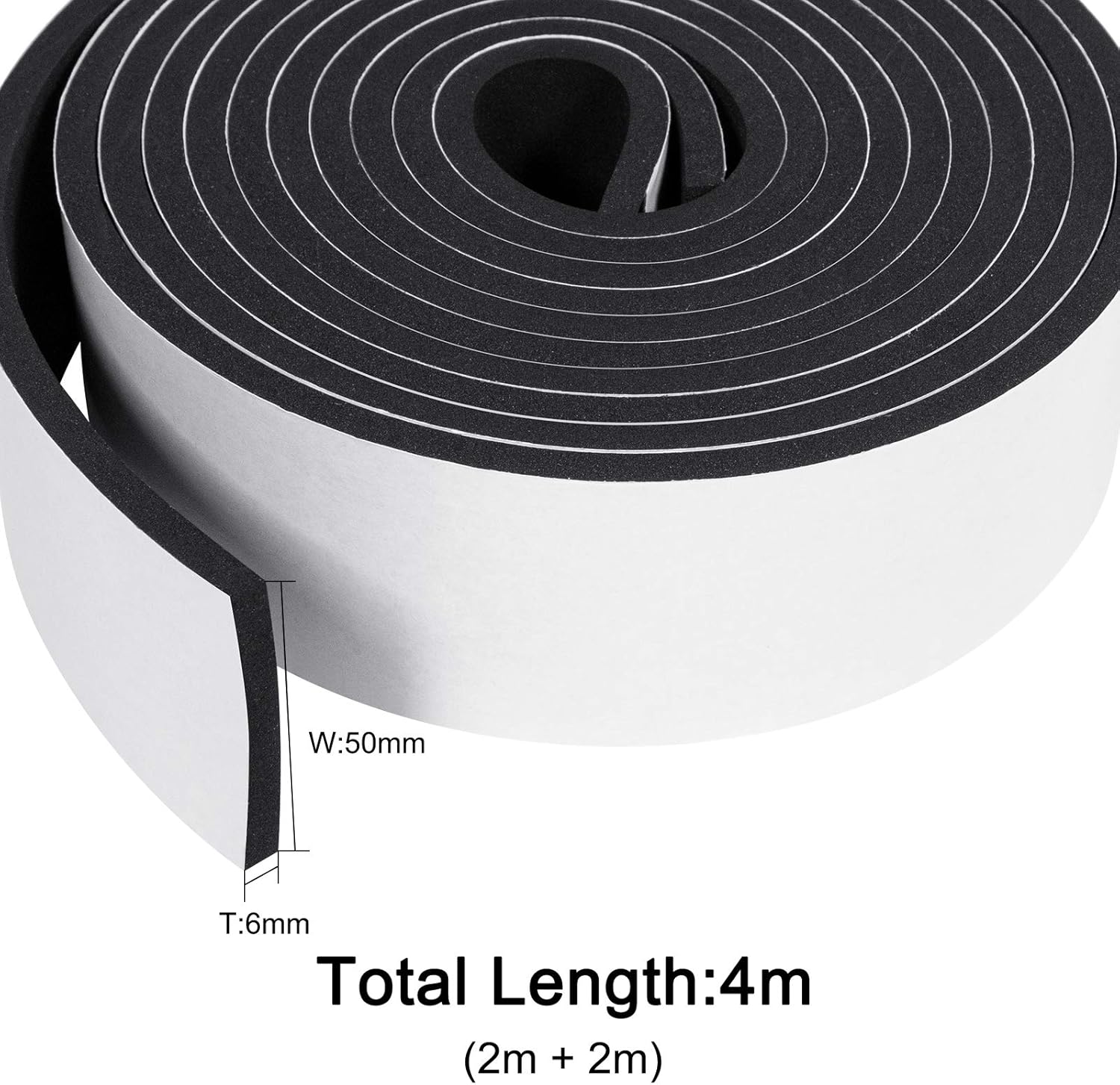 fowong Foam Tape Self Adhesive 50mm(W) x 6mm(T) x4m(L) - Image 3