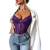 Avidlove Lingerie for Women Sexy Lace Bodysuit Deep V Teddy Lingerie One Piece Mini Babydoll