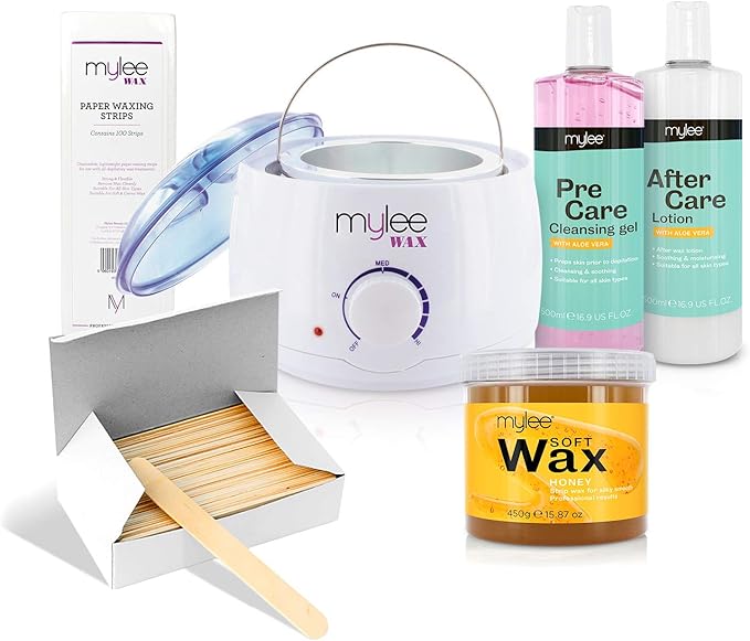 Mylee Complete Waxing Kit, Includes Salon Quality Wax Heater, Soft