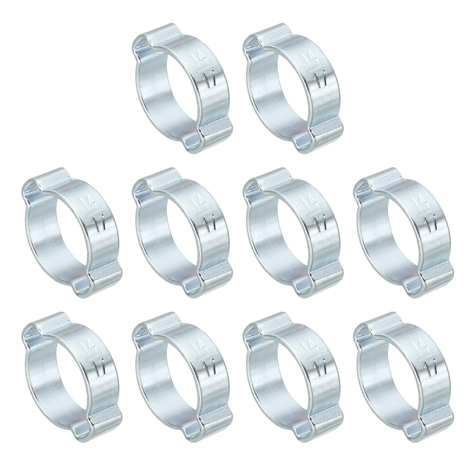 PATIKIL 30 Pack 14-17mm Double Ear Hose Clamp, Galvanized Steel Crimp Rings for Tubing Pipe Fitting Connections, Silver Tone