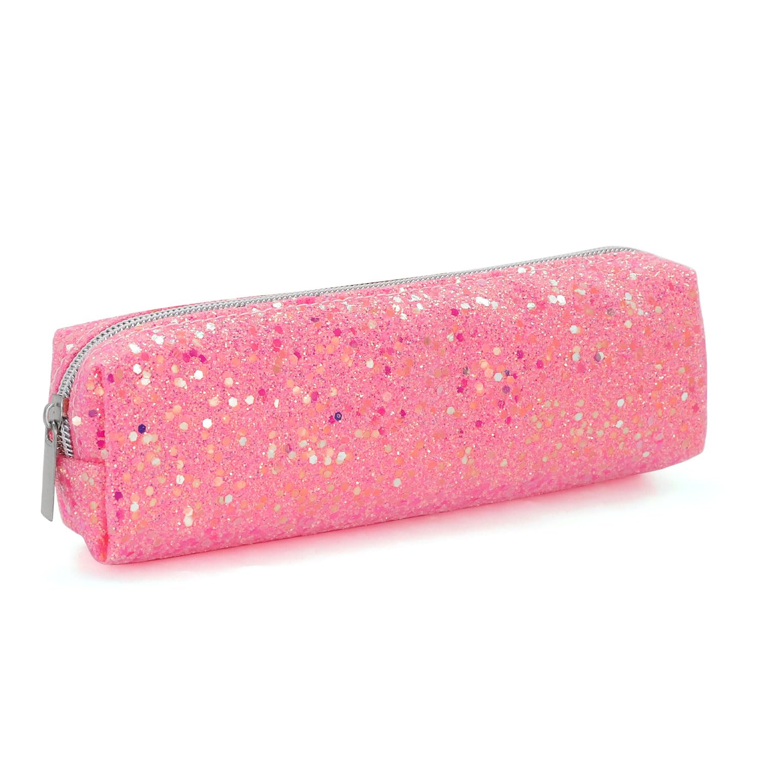 CHEERYMAGIC Pencil Case, Glitter Exam Pencil Case Slim Pen Bag with Zipper Stationery Organizer Storage Bag Aesthetic Pencil Pouch Make up Bag for Student Office School Supplies A7SFBD-Pink