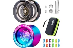 YOSTAR Professional Yoyo Pack of 2 - Dual Purpose Yoyo K2 Crystal Responsive Yoyo for Kids and Unresponsive Yoyo T5 for Advanced, Extra Elegant Yo-yo Case + 12 Yoyo Strings + Yo yo Bearing Kit
