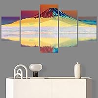 SIGNWIN 5 Panel Canvas Wall Art Modern Art Farmhouse/Country Lake Multicolor Nature Photography Relax/Calm for Home Decorations Ready to Hang - 60