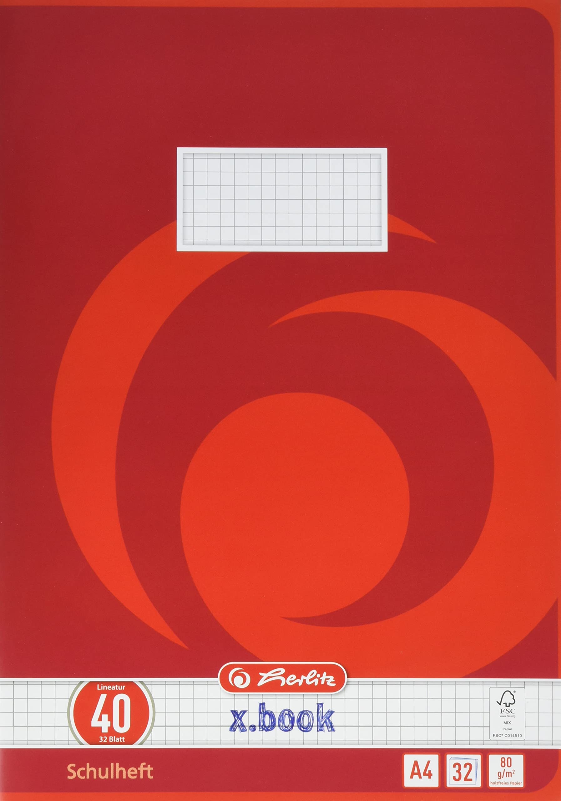 Herlitz 340406 Book A4 32 Sheets Line Style 40 Pack of 65 Sheets FSC Mixed Pack of 5