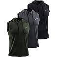 Neleus Men's Workout Tank Tops 3 Pack Sleeveless Running Shirts with Hoodie