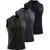 Neleus Men's Workout Tank Tops 3 Pack Sleeveless Running Shirts with Hoodie