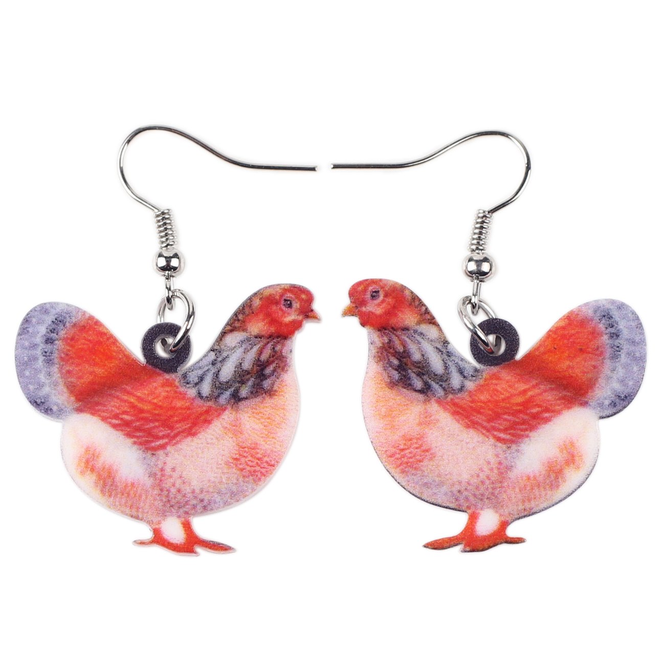 Acrylic Drop Hen Chicken Earrings Funny Farm Design Lovely Gift For Girl Women By The Bonsny (Pink) โ image 1