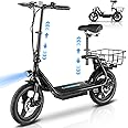 Caroma Peak 1200W Electric Scooter with Seat 14" Tire, 30 Miles Range 20MPH Max Speed, Foldable Electric Scooter for Adults 300 LBS Max Load