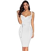 meilun Womens Rayon Belt Detail Bandage Bodycon Party Dress