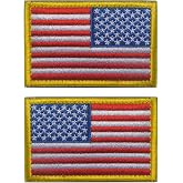 AliPlus 2PCS America Flag Patches Morale Patch Hook and Loop | Embroidered,Regular and Reverse,American Tactical Military Morale Patch,Versatile Tactical Attachment,3*2 inch Yellow