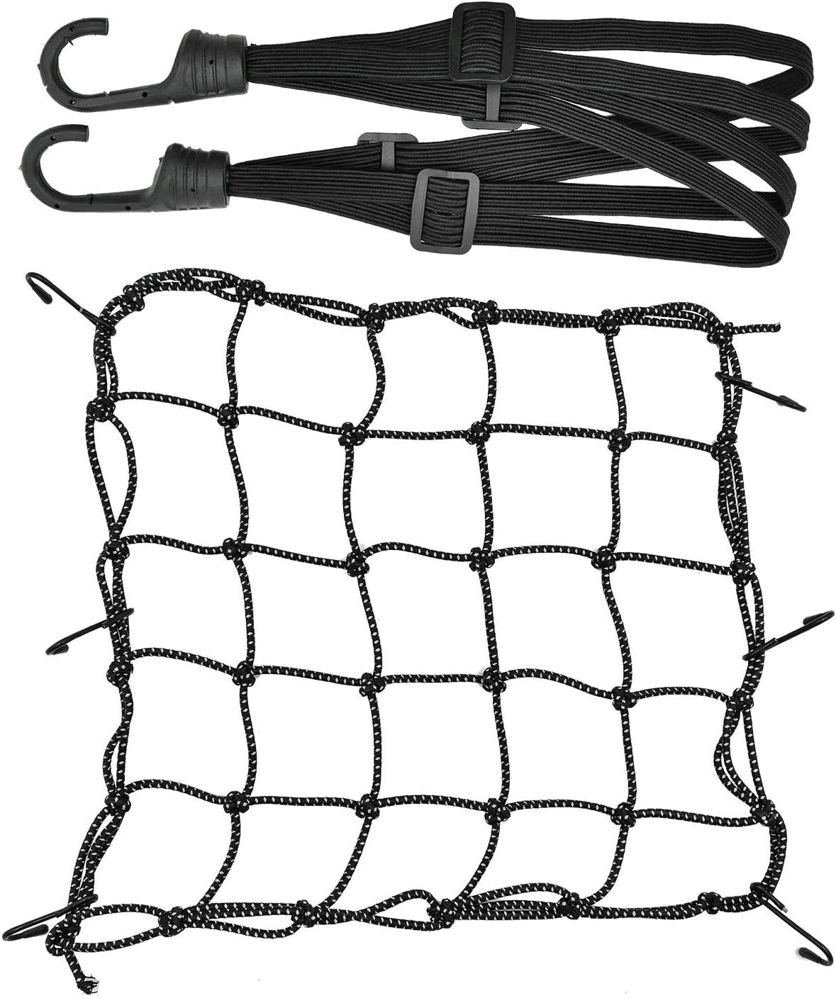 2 Pack Motorcycle Net 40x40 cm Heavy Duty Reflective Cargo Net and