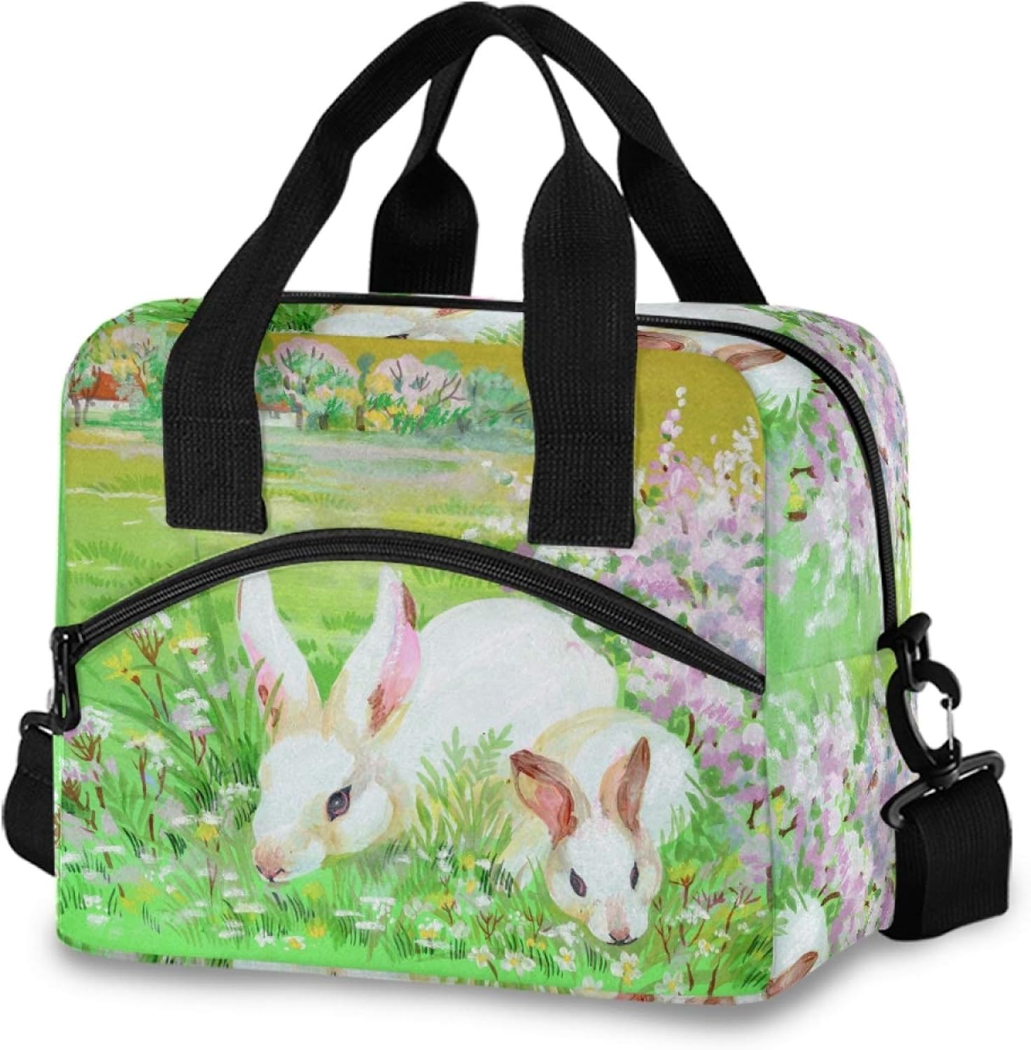 Rabbit With Easter Eggs Lunch Tote Bags for Women Leakproof
