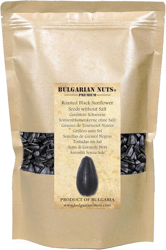 1 kg Roasted Black Sunflower Seeds Without Salt, Bulgarian Origin