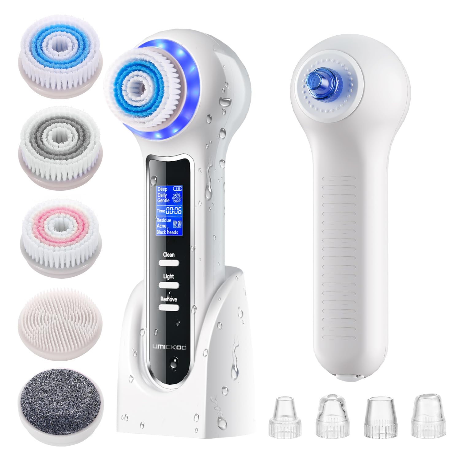 Photo 1 of UMICKOO Face Scrubber Exfoliator with LCD Screen,Rechargeable Facial Cleansing Brush IPX7 Waterproof 3 in 1 Blackhead Remover Vacuum for Exfoliating,Massaging and Deep Pore Cleansing