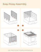 Feandrea Cat Litter Box with Lid Top Entry Slide-Out Tray Oatmeal Gray view 4