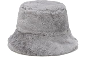 Quanhaigou Winter Faux Fur Bucket Hat,Fuzzy Warm Hat for Women Men, Fluffy Fisherman Cap