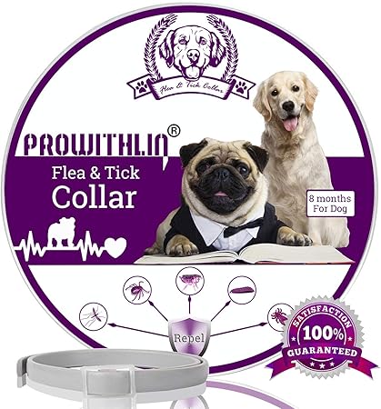 Prowithlin Collier Antiparasitaire Pour Chiens Collier Anti Puces Et Anti Tiques Ajustable Et Imperméable 8 Mois Protection En Sécurité Ingrédients