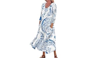 DOPOCQ 2024 Womens Summer Dresses Crew Neck Casual Sleeveless High Waist A-Line Party Cocktail Swing Maxi Dres