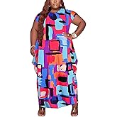 AIIYYQB Women's Summer Plus Size Short Sleeved Long Dress Casual Loose Faith Beach Maxi Dress with Pockets