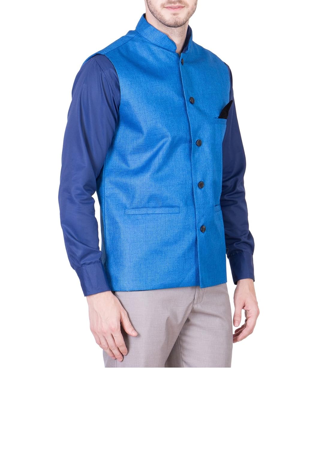 akaas men's jute nehru jacket