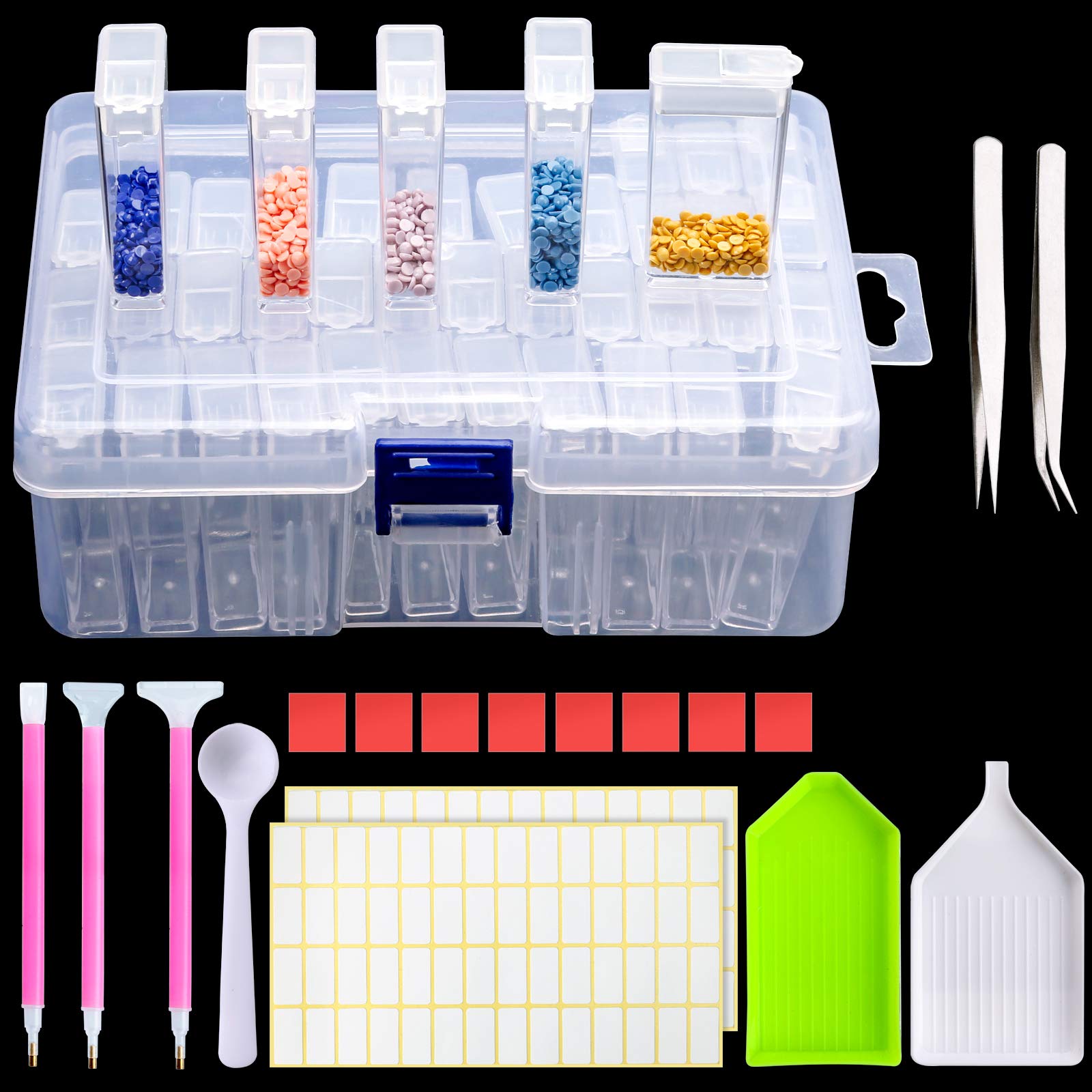 Zhenle Diamond Painting Boxes Kit 42 Grids Diy Diamond Painting Storage Box Diamond Painting Tools and Accessories Kits for Nail Art and Diamond Embroidery Adults or Kids