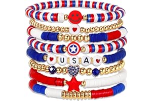 ecozran Friendship Bracelets - Beaded Bracelets Set for Teen Women, Stretchable Preppy Bracelets, Stackable & Colorful Bracelets - Ideal Gifts, 4th of July, Halloween, Christmas