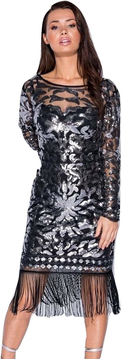 sequin fringe bodycon dress